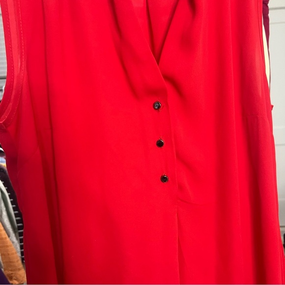 !SOLD! STORK & BABE Red Sleeveless Blouse Size XS Chiffon Valentine Red Top - Picture 5 of 8